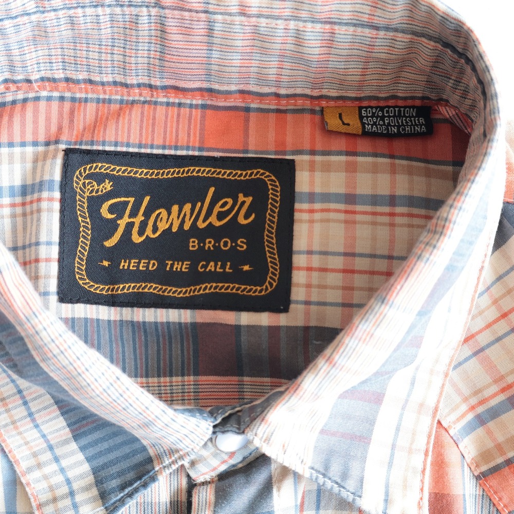 Howler Brothers Mens Size Large H Bar B Snap Shirt Pearl Snap Plaid Short Sleeve - Picture 4 of 12